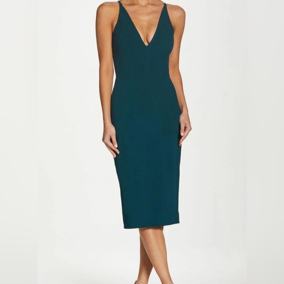 Dress the Population Lyla Sheath Cocktail Holiday Party Dress Pine Green Small - Picture 2 of 15
